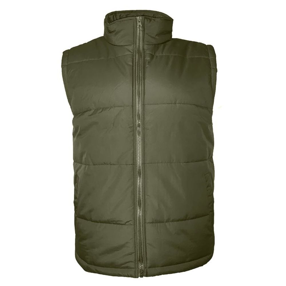 Mens Zip Vest Jacket Warm Lining Water Resistant Fall Sleeveless HK94037M Olive